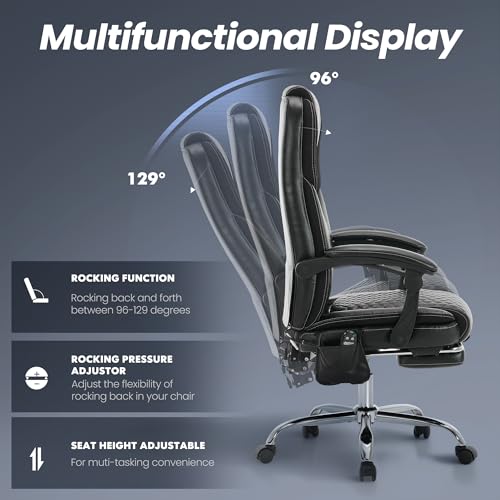 MALOL 300 lbs Big & Tall Massage Office Chair Black with Heat & Vibration