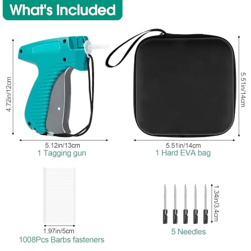 Price Tag Gun for Clothes - BEVTEE Tagging Gun (Green/Black) with 1008 Fasteners