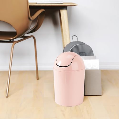 Pink Umbra 1.25 Gallon Mini Waste Can with Swing-Top Lid, Compact Trash Bin for Small Spaces
