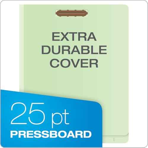 Pendaflex Pressboard End-Tab Classification Folders, Letter Size, 2 Dividers, 2.5" Expansion, Light Green, Straight Cut Tabs, 10/BX (23224)