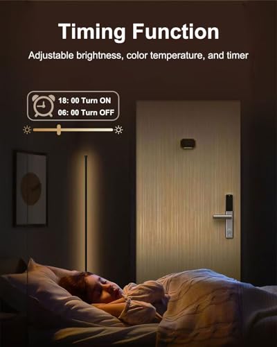 Keepsmile Black RGB Corner Floor Lamp with App, Remote & Music Sync, 172 LEDs