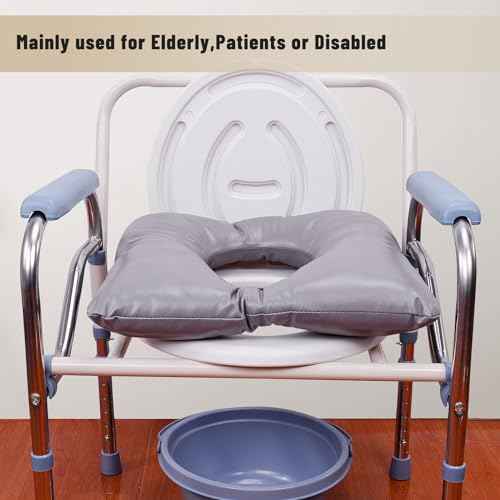 Bedside Commode Soft Cushion for Seniors, Thick Pad PU Cover with Fixing Straps for Commode Chair, Washable Toilet Seat Cushion Warmer for Elderly Adults