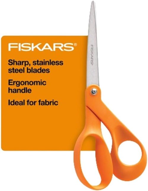 Fiskars 8" Original Orange-Handled Scissors - Ergonomic Stainless Steel All-Purpose Tool for Paper & Fabric