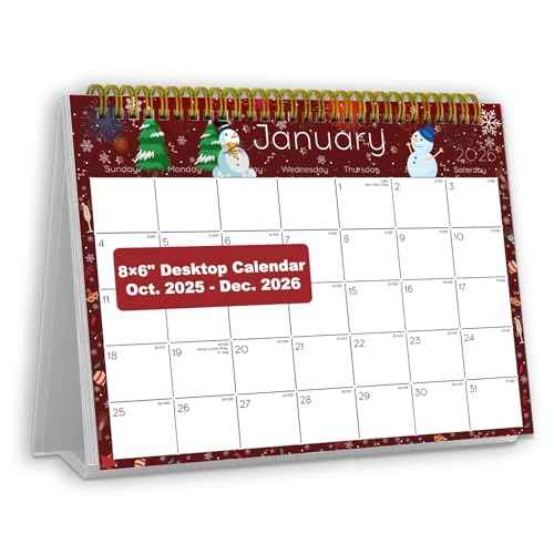 Small Desk Calendar 2026 - Standing 2026 Desk Calendar, Oct.2025 to Dec.2026, 8" x 6", Monthly Flip Desktop Calendar with To Do List, Your Personal Desk Planner with Pocket for Work Home Office
