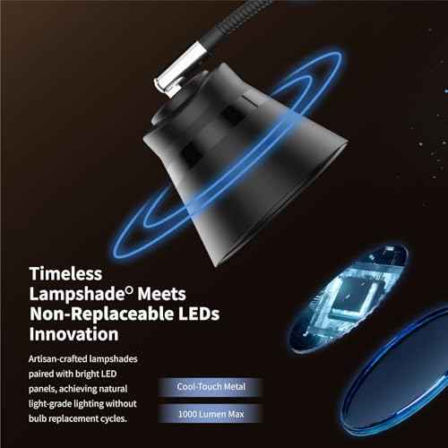 AXX Metal Desk Lamp, 24-Inch Table Light for Home Office/Bedroom/College Dorm Room, LED Bulb Included, 1000LM, 3 Color Modes, 10 Dimmable Levels, Black