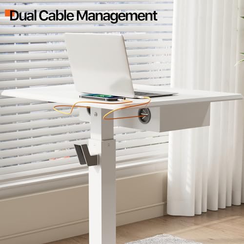 JOY worker 27.5" White Mobile Standing Desk with Drawer – Height adjustable, 360° wheels