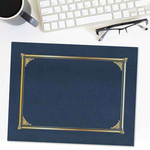 Geographics Classic Linen Document Covers, 12.5¡± x 9.75¡±, Navy Bue (25 Pack)