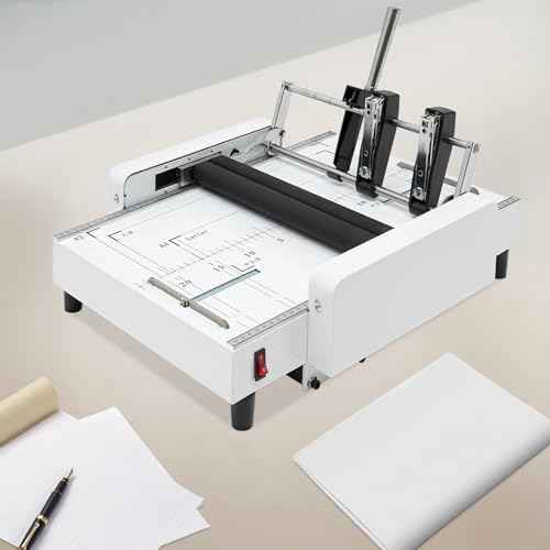 Booklet Folding Binding Machine, A3 Paper Folding Binding Machine 110V 2 in 1 Multifunctional Automatic Book Maker Stapling Max 11.7" ¡¿ 16.5" Paper Folding for Schools Print Stores Offices