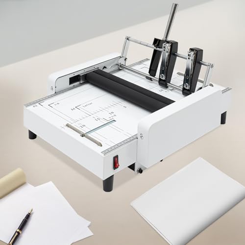 A3 Booklet Folding Binding Machine, 110V 60W Paper Folding and Binding Machine, Booklet Folder Stapler 2 in 1 Multifunctional Automatic Book Maker Stapling Machine for Schools, Print Stores, Offices