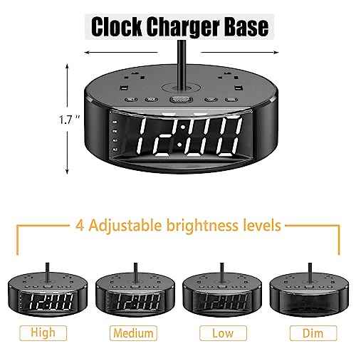Touch Control Nightstand Light Bedside Table Lamp with USB C Charging Ports Alarm Clock 3 Way Dimmable Lamp for Bedroom Living Room Home£¨Gray£© Thanksgiving and Christmas Gifts