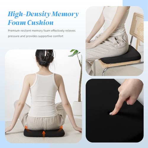 SheRest Office Chair Cushion with Straps – Memory Foam 16x16in, Black Large