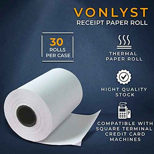 Receipt Paper Roll for Square Terminal Credit Card Machine (30 rolls)
