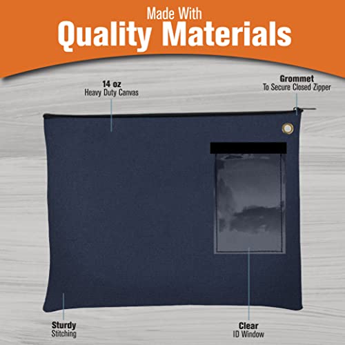 Large Navy Blue Canvas Interoffice Mailer Bag 14 oz with Zipper & Grommet