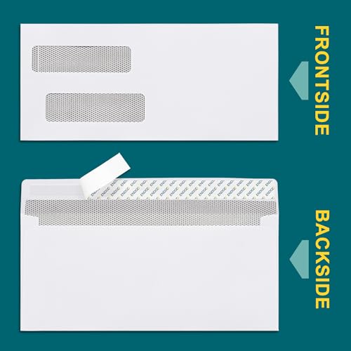 EnDoc 500 Pack #8 Double Window Business Envelopes Self Seal for Checks