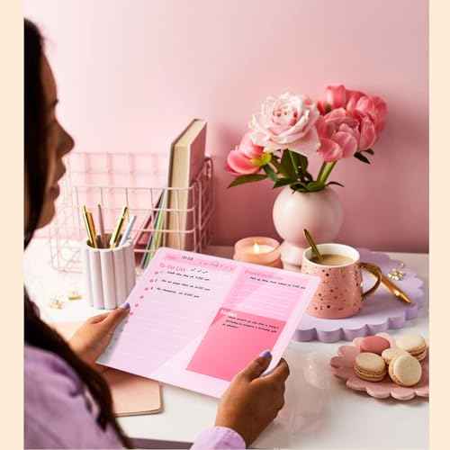 Desktop Thickened Acrylic Dry Erase Board to do List Planner Board£¬12"x10"£¬Tabletop Whiteboard with Stand£¬Frameless Pink Dry Erase White Board£¬for Office/Home/School