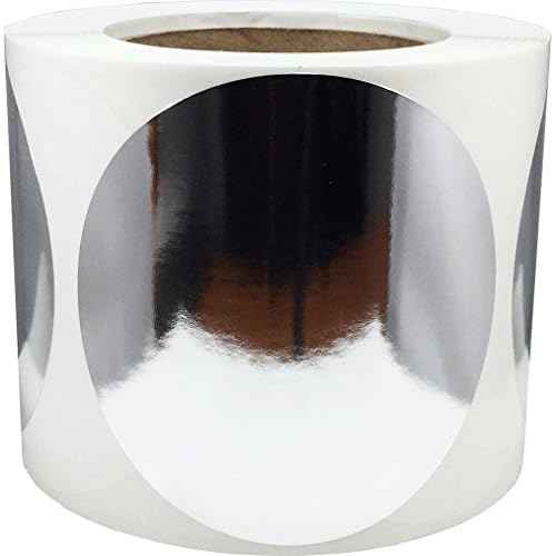 Metallic Silver Color Coding Labels for Organizing Inventory 4 Inch Round Circle Dots 500 Total Adhesive Stickers On A Roll