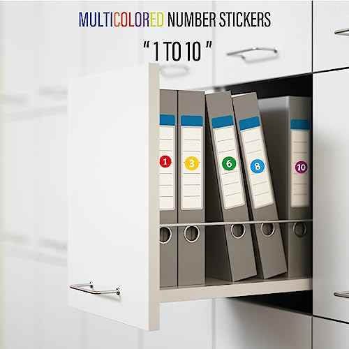 easykart labels 4800 PCS Consecutive Number Stickers 300 Sheets 1-10 Round ColLabels 0.5 Inch Round Self Adhesive Vinyl Number Decals for School, Office, Classroom, Inventory, Storage, Bins, Multi Col