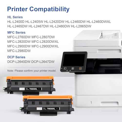Compatible TN830XL Toner Cartridge for Brother Printer Replacement for Brother TN830 TN-830 TN-830XL Black Toner Cartridge for HL-L2400D HL-L2460DW HL-L2480DW HL-L2405W MFC-L2820DW Printer