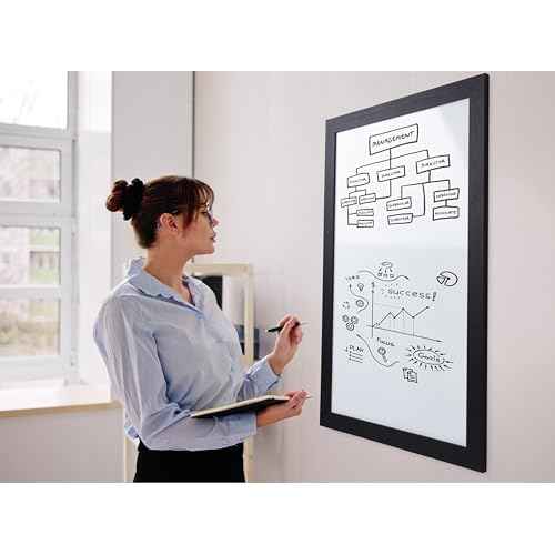 Real Wooden Framed Magnetic Dry Erase Whiteboard, 24" X 36", Vertical/Horizontal Wall Mount, Includes Black Marker, Eraser and 4 Magnets, by Better Office Products (Solid Black)