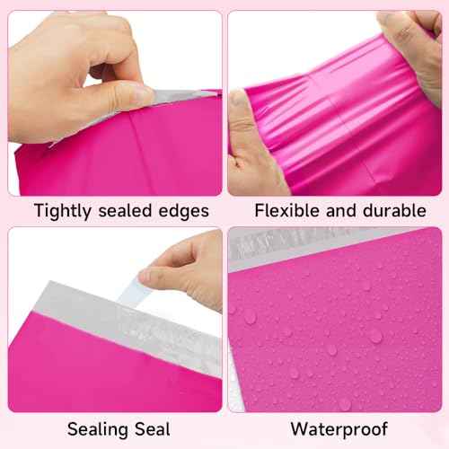 Poly Mailers 14.5x19 200 Pcs | Large Shipping Bags for Clothing | Strong Adhensive Mailing Bags for Small Business, Shipping Envelopes Bags, Tear-resistant Package Bags Pink