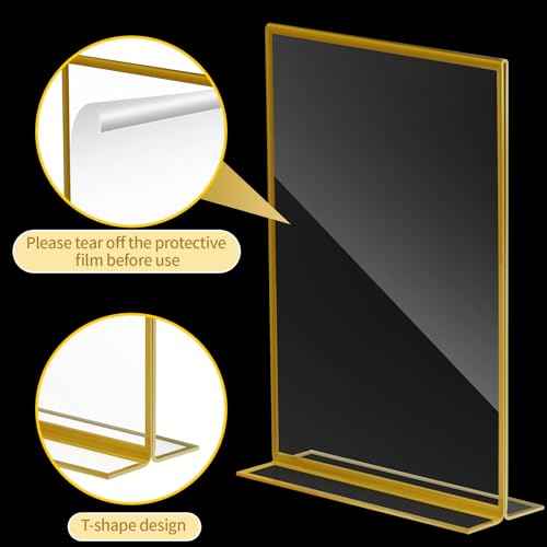 30 Pcs Gold Acrylic Sign Holder 5 x 7 Inch, Gold Picture Frames Double Sided Clear Wedding Table Number Holders for Wedding Restaurant Office Home Store Numbers Signs ? (5 x 7 inch)