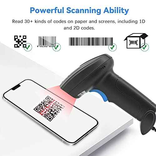 Bluetooth QR Code Scanner - Book Scanner for Personal Library Libib, 1D 2D Codes Scanners for Laptop Computer Mac iPhone Android, Wireless Bluetooth Bar Code Scanner (with Stand)