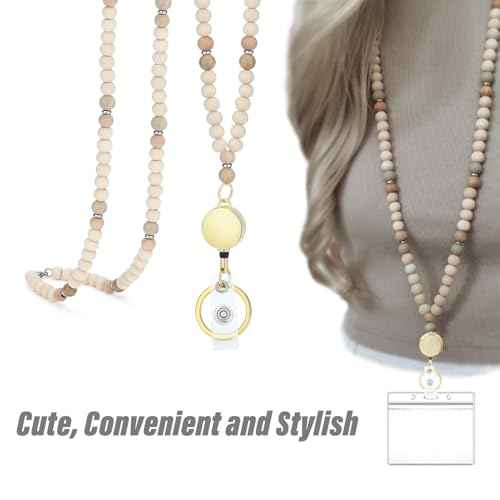 SAM & LORI Lanyards for Id Badges Teacher Lanyard With Id Holder Retractable Lanyards Beaded Cute Key Chain Keychain Women Cruise Ship Cards