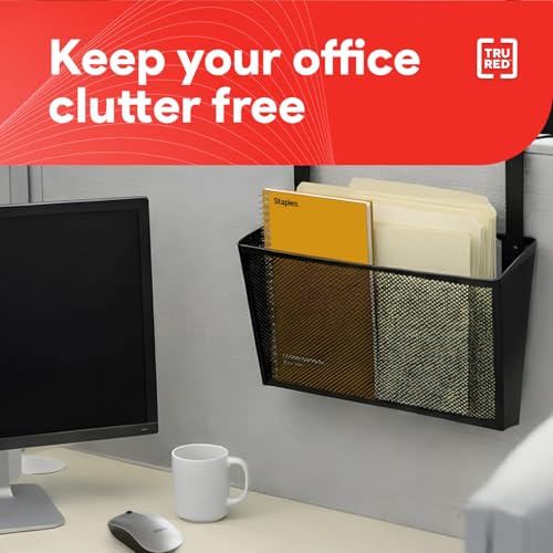 TRU RED Mesh Letter Wall File Organizer - 1 Pack, Single Pocket, Black, Wall-Mounted Office Storage