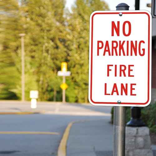 Large (4 Pack) No Parking Sign, 12x18 Inches Fire Lane Sign, Engineer Grade Reflective Rust Free Aluminum, 2 Pre-Drilled Holes Easy to Mount