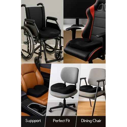 E Orthopedic Memory Foam Seat Cushion for Office Chair & Car ? Relieves Tailbone, Back & Sciatica Pain ? Ergonomic Coccyx Pad for Long Sitting Comfort?