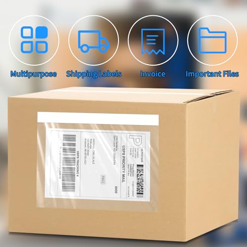 7.5 x 5.5 Inch Clear Adhesive Packing List Envelopes - Pack of 100
