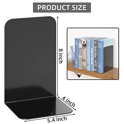 VFINE Black Metal Bookends 1 Pair Heavy Duty Shelving Organizer for Home Office