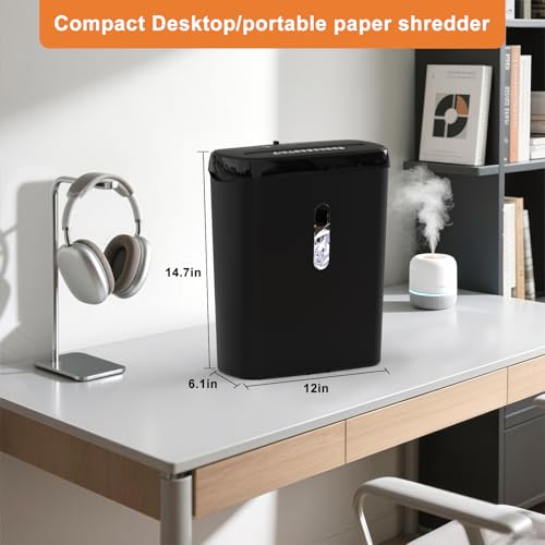 Woolsche 10-Sheet Strip Cut Paper Shredder with 3.17-Gallon Basket, P-2 Security Level, CD & Credit Card Shredder, Quiet & Jam-Proof