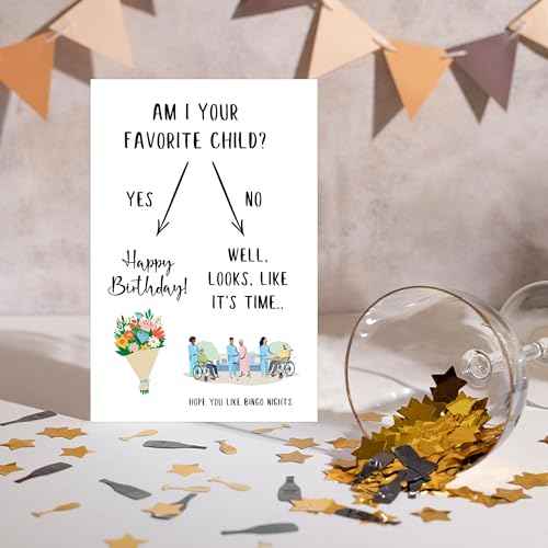 Funny Birthday Card for Mom, Humor Nursing Home Birthday Card from Daughter Son Children, Am I Your Favorite Child?