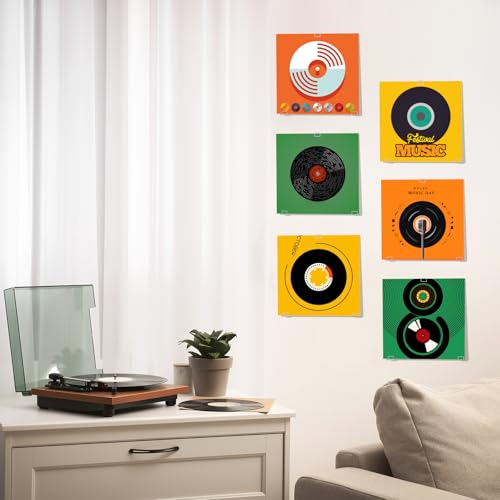 Kalami 18 Pcs Vinyl Record Wall Mount Display Hanger Set with Adhesive (Single LP / 18)