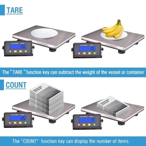 Large Shipping Scale 440lb Capacity with Stainless Platform & LCD Display