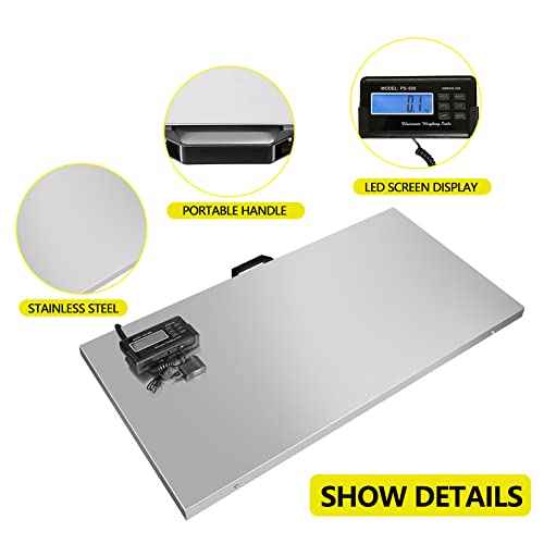 1100Lbs x 0.2Lbs Digital Livestock Scale Large Pet Vet Scale Stainless Steel Platform Electronic Postal Shipping Scale for Heavy Duty Large Dog Hog Sheep Goat Pig Sheep Scale