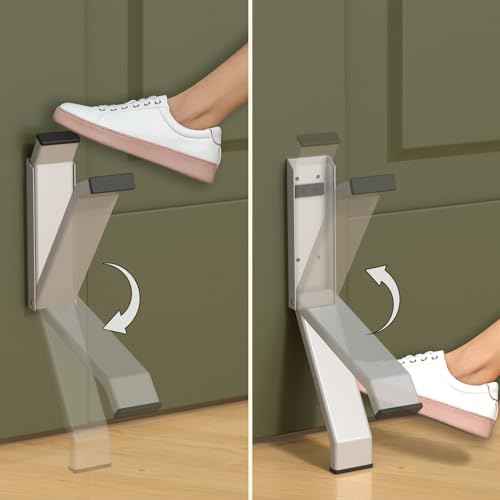 Door Stop, No Drilling Door Stoppers to Keep Door Open, Easy Pedal Kick Down Door Holder, Bottom of Door (White x 2 Pack)