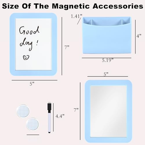 Svartur Blue Locker Accessories Set with Whiteboard Mirror & Pen Holder for Girls