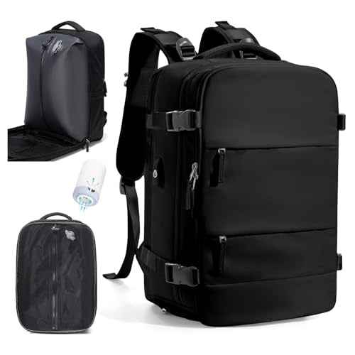 Black Vacuum Backpack Travel Air Backpack with Pump Personal Item Carry On Backpacks Flight Approved Laptop Work Seal Compression Bags Men Women Vacpack Business College Casual Daypack