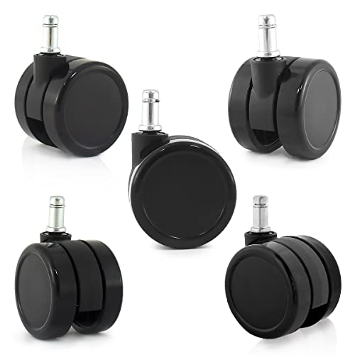 Enjoy 2.5 Inch Universal Office Chair Casters for Herman Miller/Aeron, Steelcase Leap – Black, 7/16" Stem