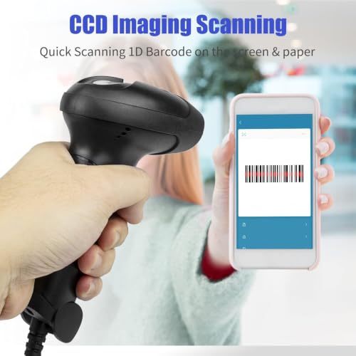NetumScan USB 1D Barcode Scanner - Handheld Wired CCD Barcode Reader - Variation 1