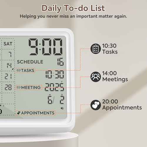 Digital Calendar, All-in-one Smart Calendar Wall & Desk Mountable, 90-Day Battery Life, Schedule Planner Desk Digital Organizer with Tasks & Reminders for Business Office Home School (White, 8)