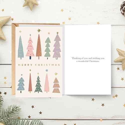 easykart labels 48 Christmas Greeting Cards with Gold Foiling & Embossing with Envelopes, 6.75 x 4.5 Inch Merry Christmas Cards with Seal Stickers For Friends, Family and loved Ones