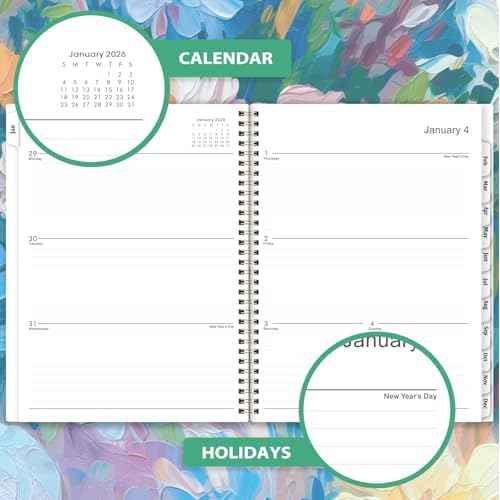 2026 Planner - 2026 Planner Daily Weekly and Monthly, Jan 2026 - Dec 2026, 8.5" x 11", Colorful Tabs, Back Pocket, Perfect Daily Organizer - Floral