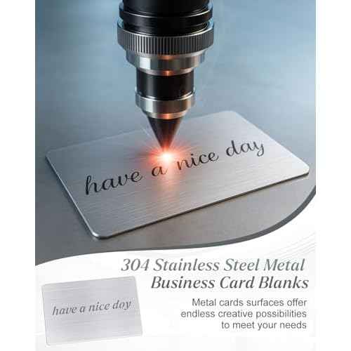 50 pcs 304 Stainless Steel Metal Business Cards Blanks, 3.4 x 2.1 Inch Thickness 0.8 mm Sublimation Metal Card Laser Engraving Steel Plates for Business House Customer DIY Gift