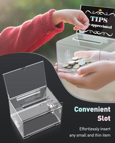 Uniclife Standard Acrylic Donation & Suggestion Box with Lock, 6.2x4.7x4 inches