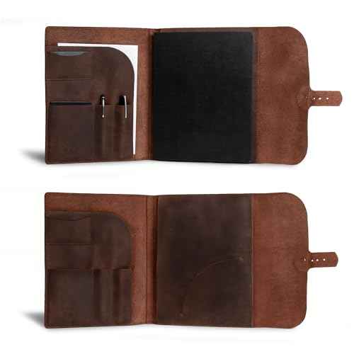 Moleskine Cover (8.5 x 11 in.) Executive Portfolio for Business, Personal Planner for Men & Women, Full Grain Leather, Handmade, Bourbon Brown
