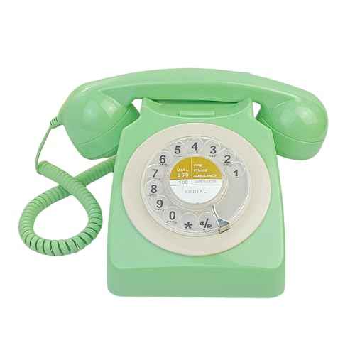 Vintage Retro Old Fashion Rotary Dial Home and Office Telephone Classic Single Line Basic Desk Phone Home Office School Hotel