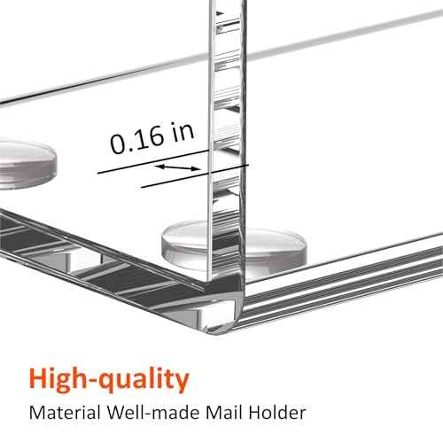 Acrylic Mail Holder, Clear Acrylic File Letter Organizer, Vertical Envelope Mail Holder for Desk, Lightweight Countertop Bill Holding Sorter Letter Invoice Stand for Home Office School